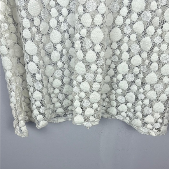 J. Valdi White Polka Dot Lace Long Sleeve Top Size XL - Picture 7 of 11